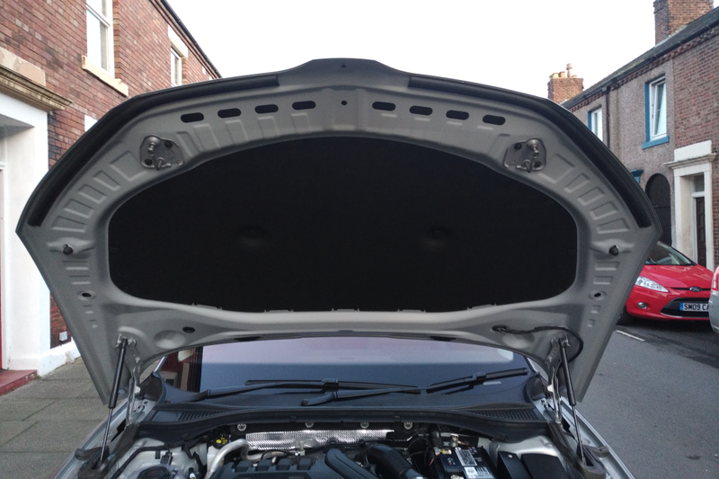 The sound deadening under the bonnet that seems to be deleted on some VWs, still present on the Skoda